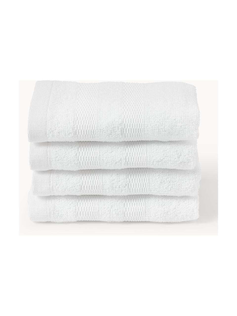 Ręcznik dla gości z bawełny Camila, 4 szt., Biały, Ręcznik dla gości, S 30 x D 50 cm