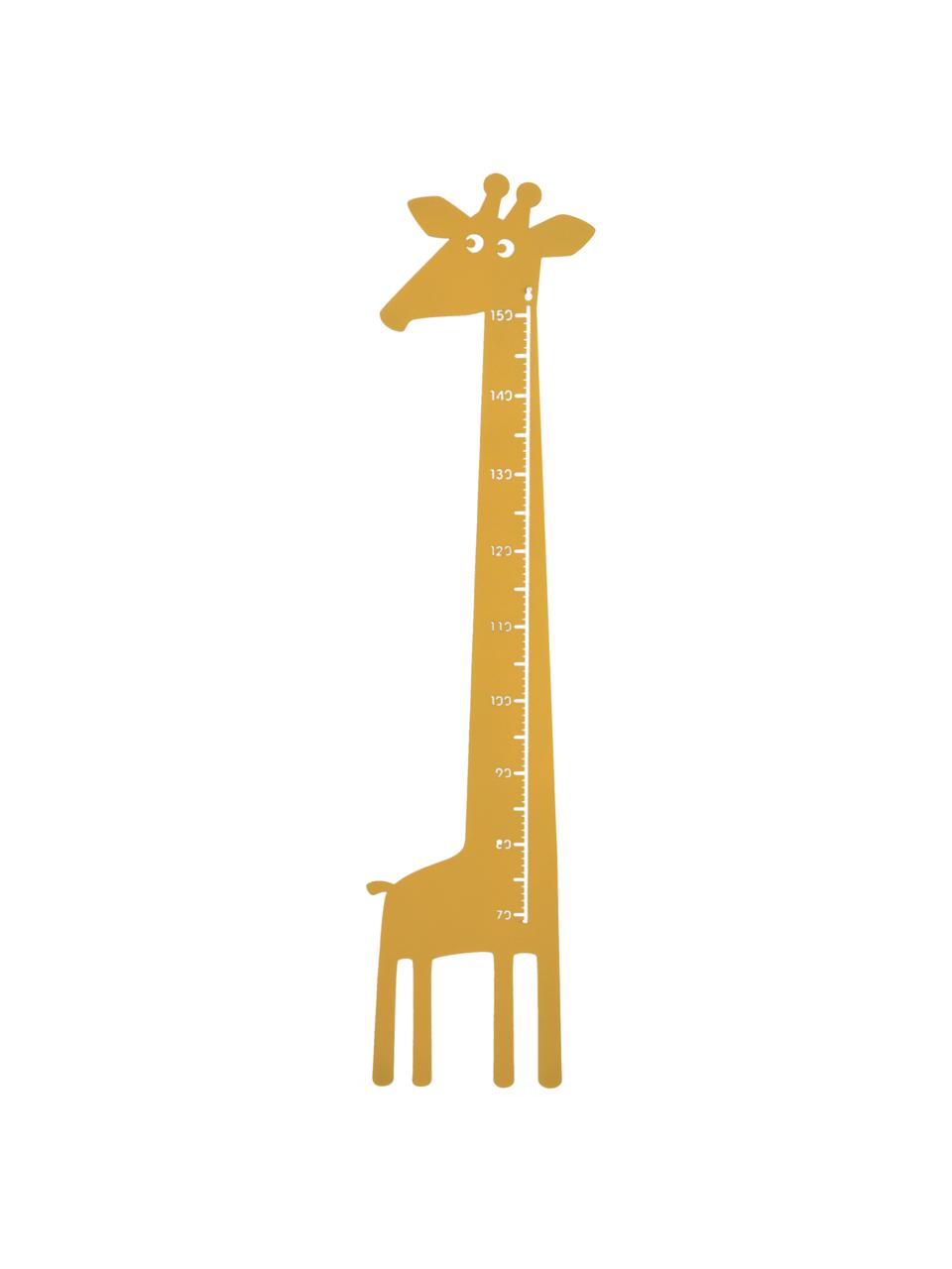 Groeimeter Giraffe, Gepoedercoat metaal, Geel, B 28 cm x H 115 cm