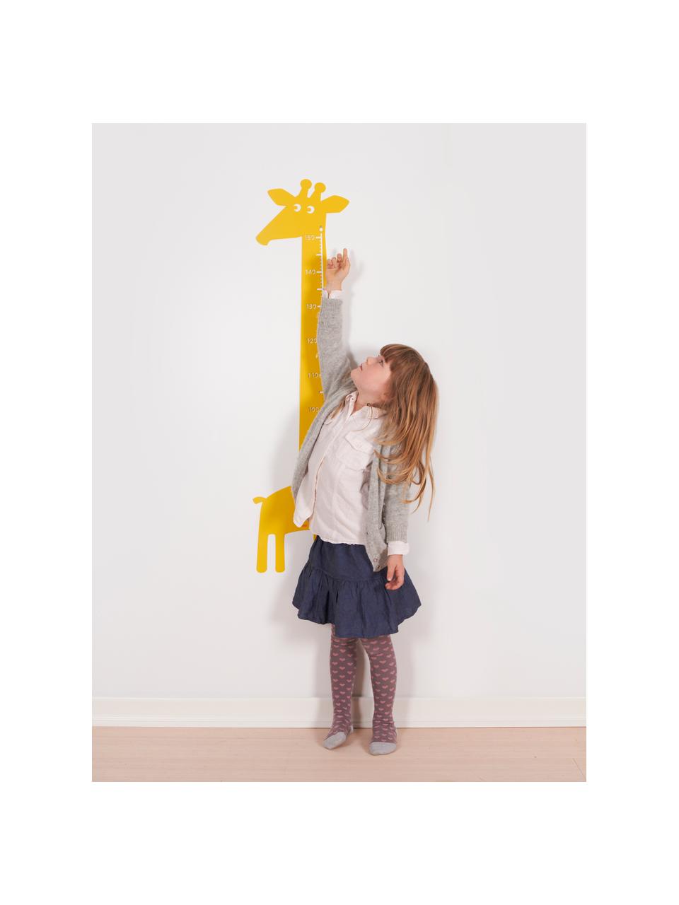 Groeimeter Giraffe, Gepoedercoat metaal, Geel, B 28 cm x H 115 cm