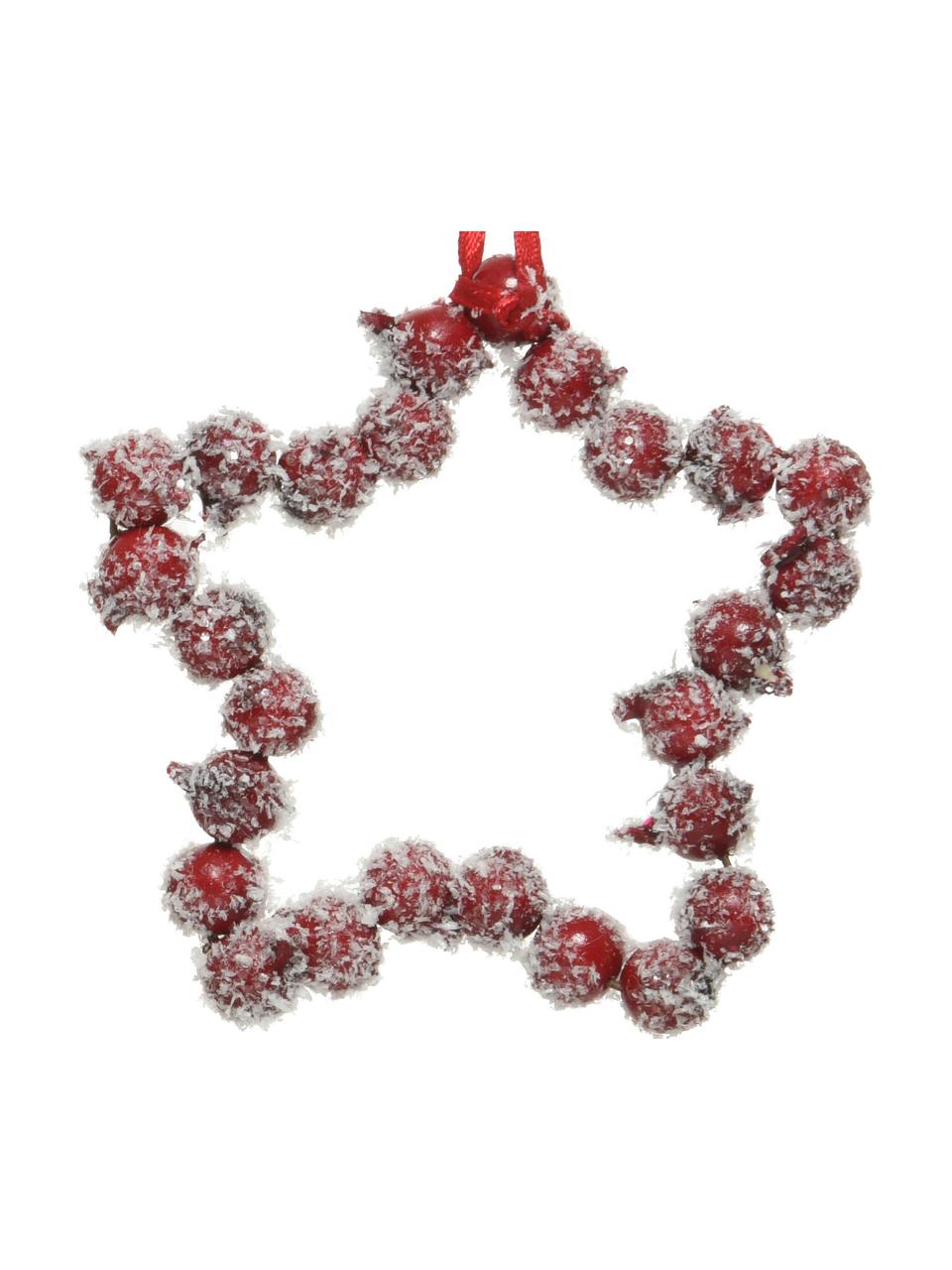 Adornos navideños Heart & Star, 4 uds., Figura: plástico, Rojo, blanco, An 9 x Al 9 cm