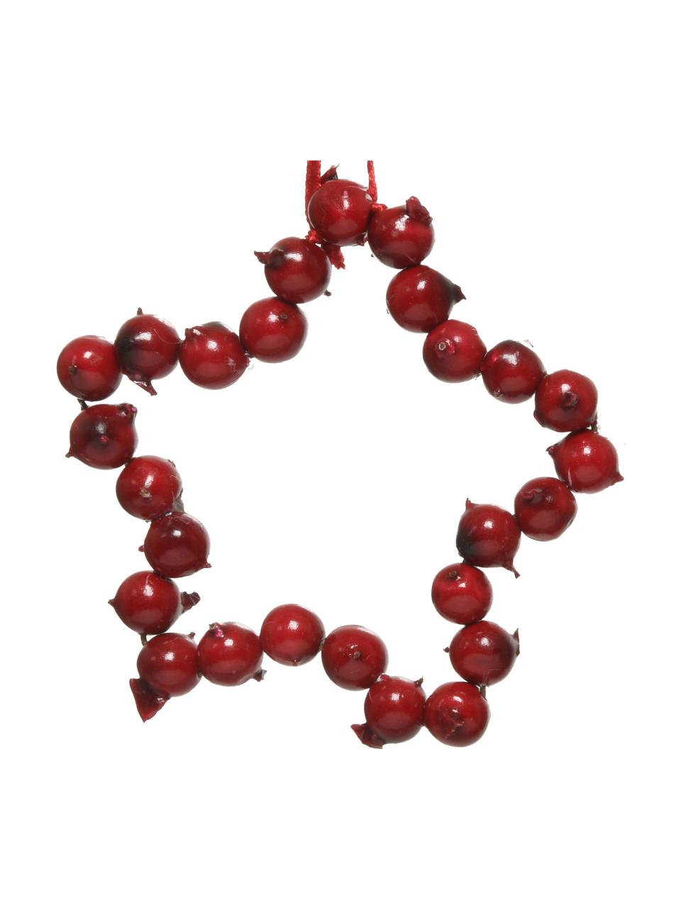 Kerstboomhanger hart H 9 cm, 4 stuks, Rood, wit, B 9 x H 9 cm