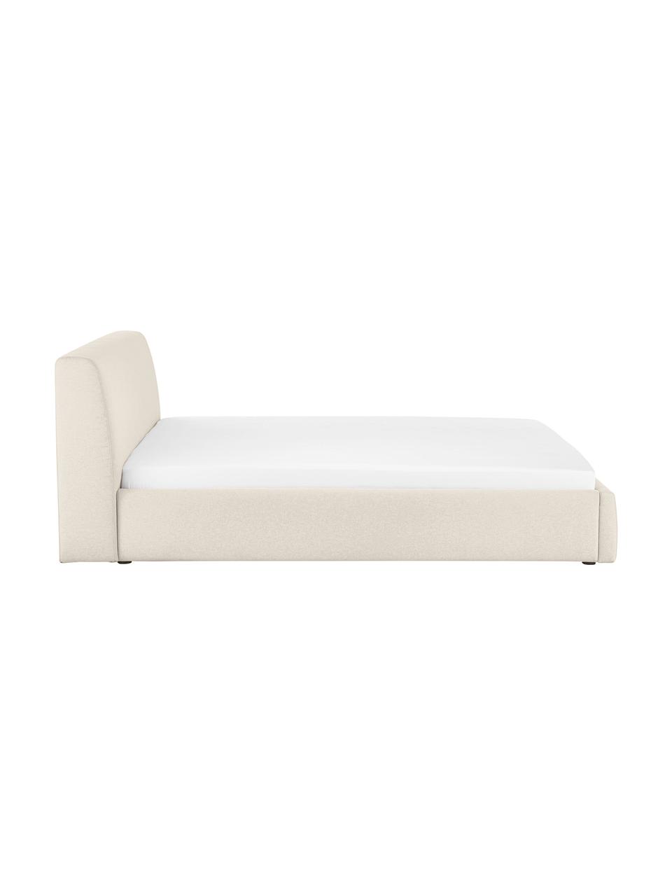 Polsterbett Cloud, Bezug: Fein strukturierter Webst, Korpus: Massives Kiefernholz, FSC, Webstoff Dunkelbeige, B 140 x L 200 cm