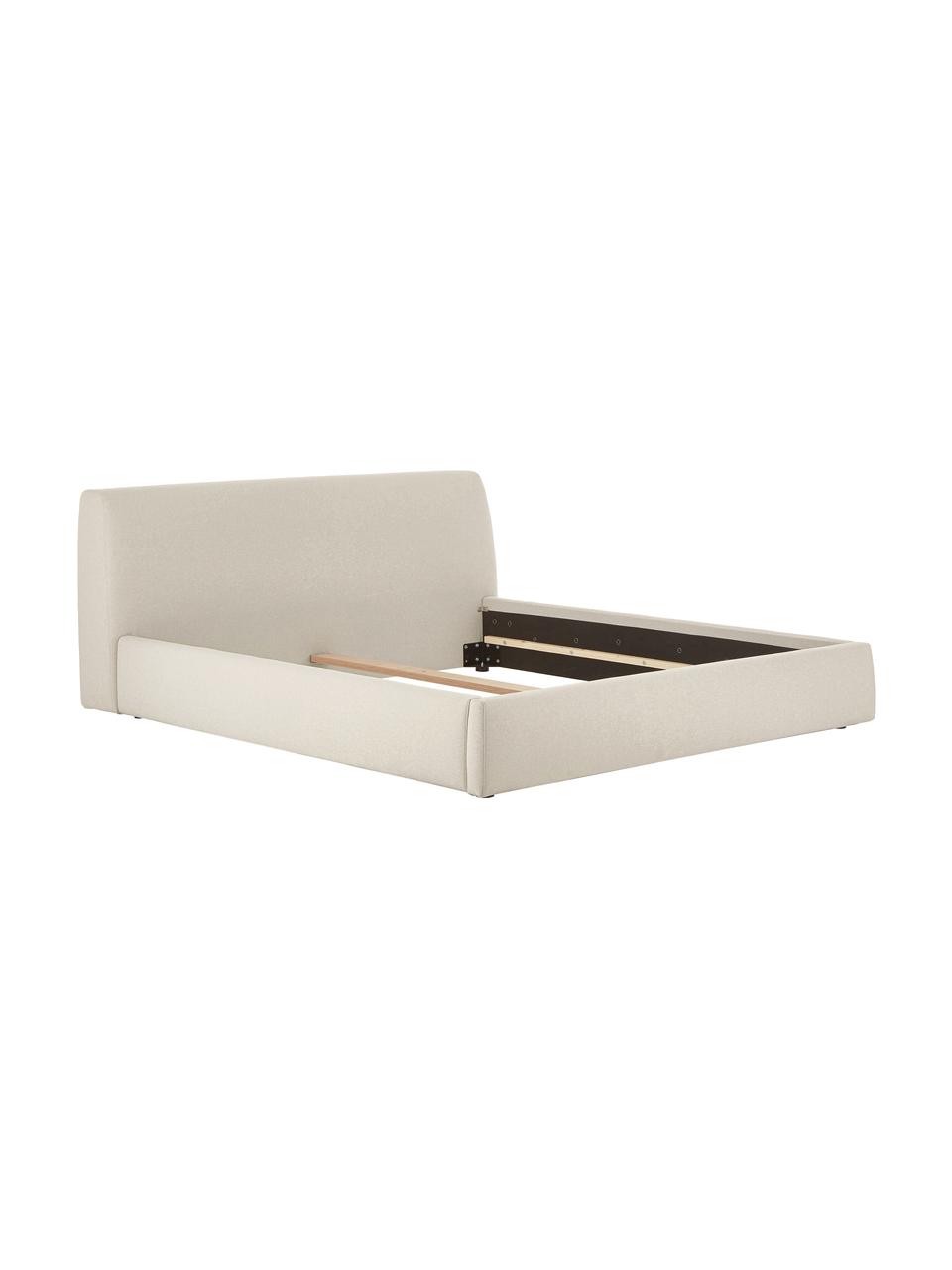 Cama tapizada Cloud, Tapizado: tejido finamente texturiz, Estructura: madera maciza de pino con, Tejido beige oscuro, B 140 x L 200 cm