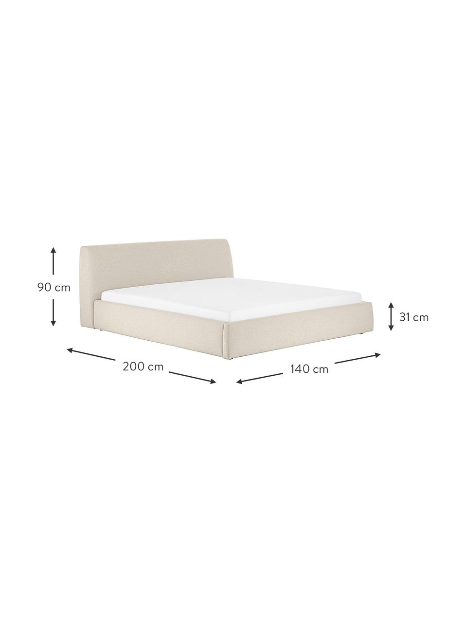 Polsterbett Cloud, Bezug: Fein strukturierter Webst, Korpus: Massives Kiefernholz, FSC, Webstoff Dunkelbeige, B 140 x L 200 cm