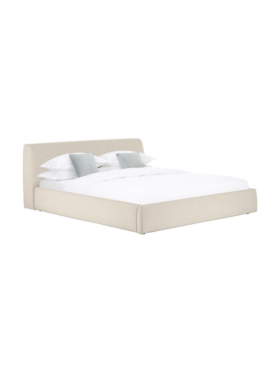 Polsterbett Cloud, Bezug: Fein strukturierter Webst, Korpus: Massives Kiefernholz, FSC, Webstoff Dunkelbeige, B 140 x L 200 cm