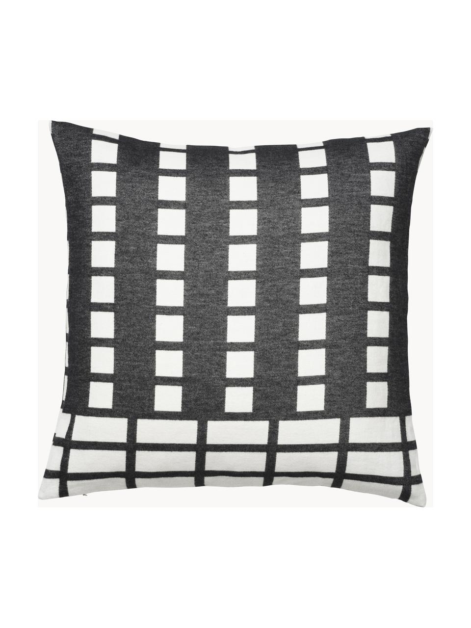 Baumwoll-Kissenhülle Contemporary, Baumwolle, Off White, Anthrazit, B 60 x L 60 cm