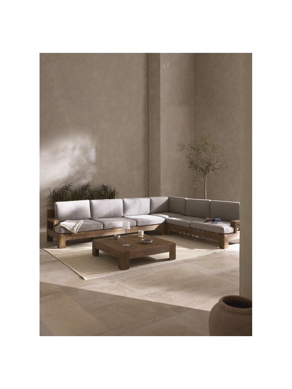 Salotto da giardino componibile in legno di acacia Joshua 4 pz, Rivestimento: 100% poliestere (resisten, Beige, legno di acacia laccato, Larg. 326 x Prof. 248 cm