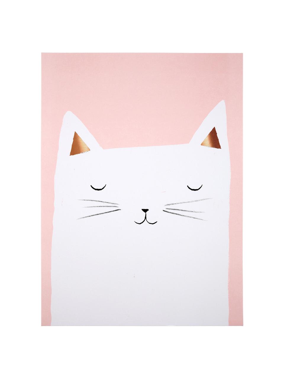Set poster Cat & Dog, 2 pz., Stampa digitale su carta, 200 g/m², Rosa, verde, bianco, nero, Larg. 31 x Alt. 41 cm
