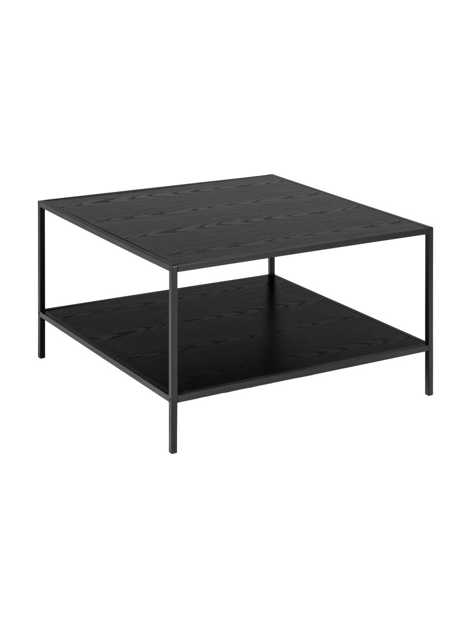 Couchtisch Seaford in Schwarz, Tischplatte: Mitteldichte Holzfaserpla, Gestell: Metall, pulverbeschichtet, Schwarz, 80 x 45 cm