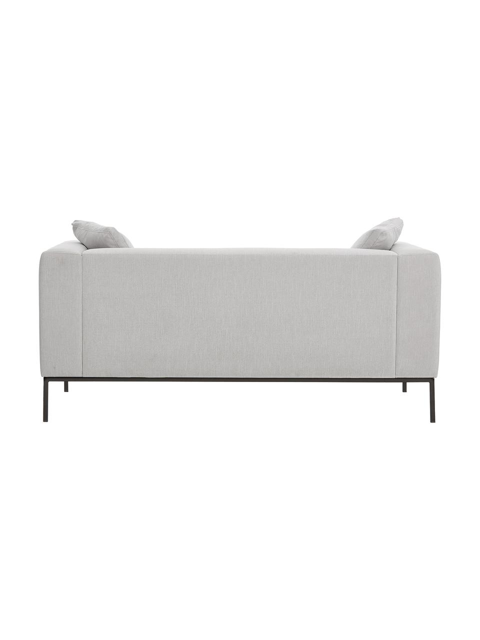 Sofa Carrie (2-Sitzer) mit Metall-Füßen, Bezug: Polyester 50.000 Scheuert, Gestell: Spanholz, Hartfaserplatte, Füße: Metall, lackiert, Webstoff Grau, B 176 x T 86 cm