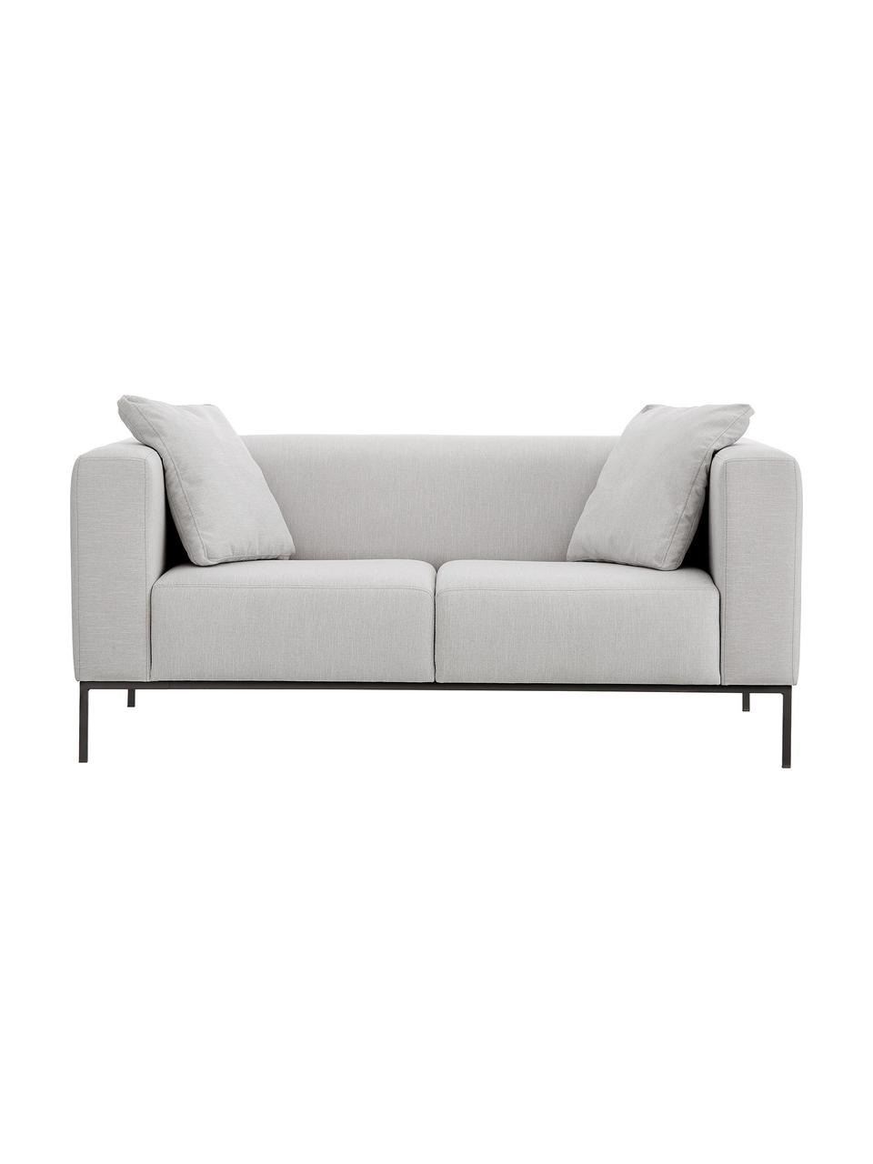 Sofa Carrie (2-Sitzer) mit Metall-Füßen, Bezug: Polyester 50.000 Scheuert, Gestell: Spanholz, Hartfaserplatte, Füße: Metall, lackiert, Webstoff Grau, B 176 x T 86 cm