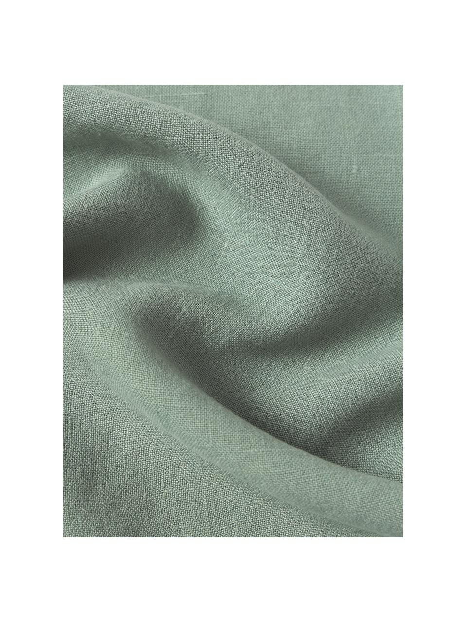 Funda de cojín de lino con flecos Luana, 100% lino

Por naturaleza, el lino tiene un tacto bastante aspero y un aspecto arrugado natural
La alta resistencia al desgarro hace que el lino sea muy resistente., Verde salvia, An 40 x L 40 cm
