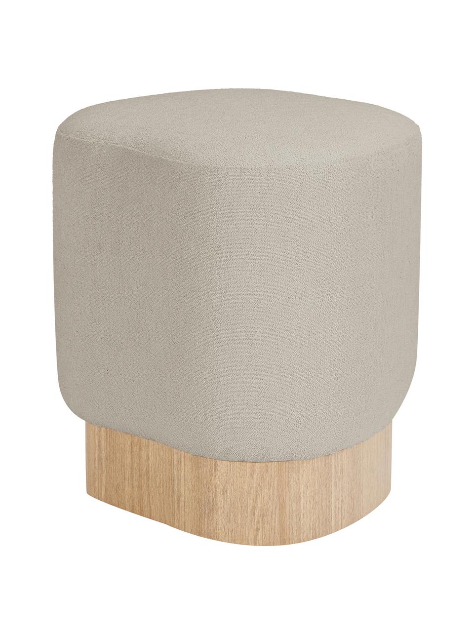 Puf bouclé Yves, Tapicerka: 100% poliester Dzięki tka, Korpus: sklejka eukaliptusowa, pł, Szary bouclé, S 43 x W 47 cm
