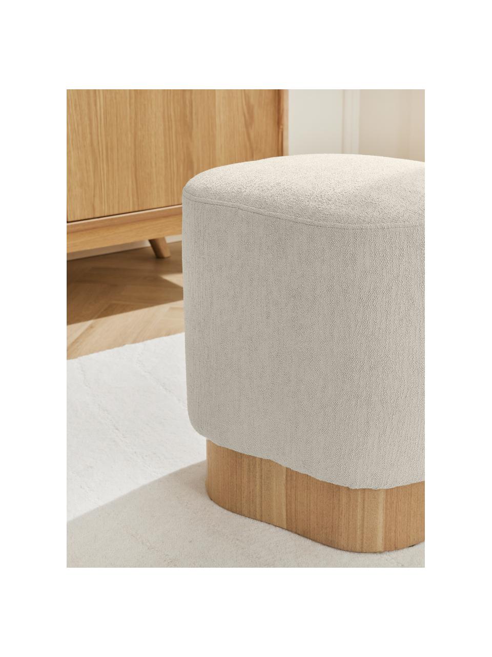 Puf bouclé Yves, Tapicerka: 100% poliester Dzięki tka, Korpus: sklejka eukaliptusowa, pł, Szary bouclé, S 43 x W 47 cm