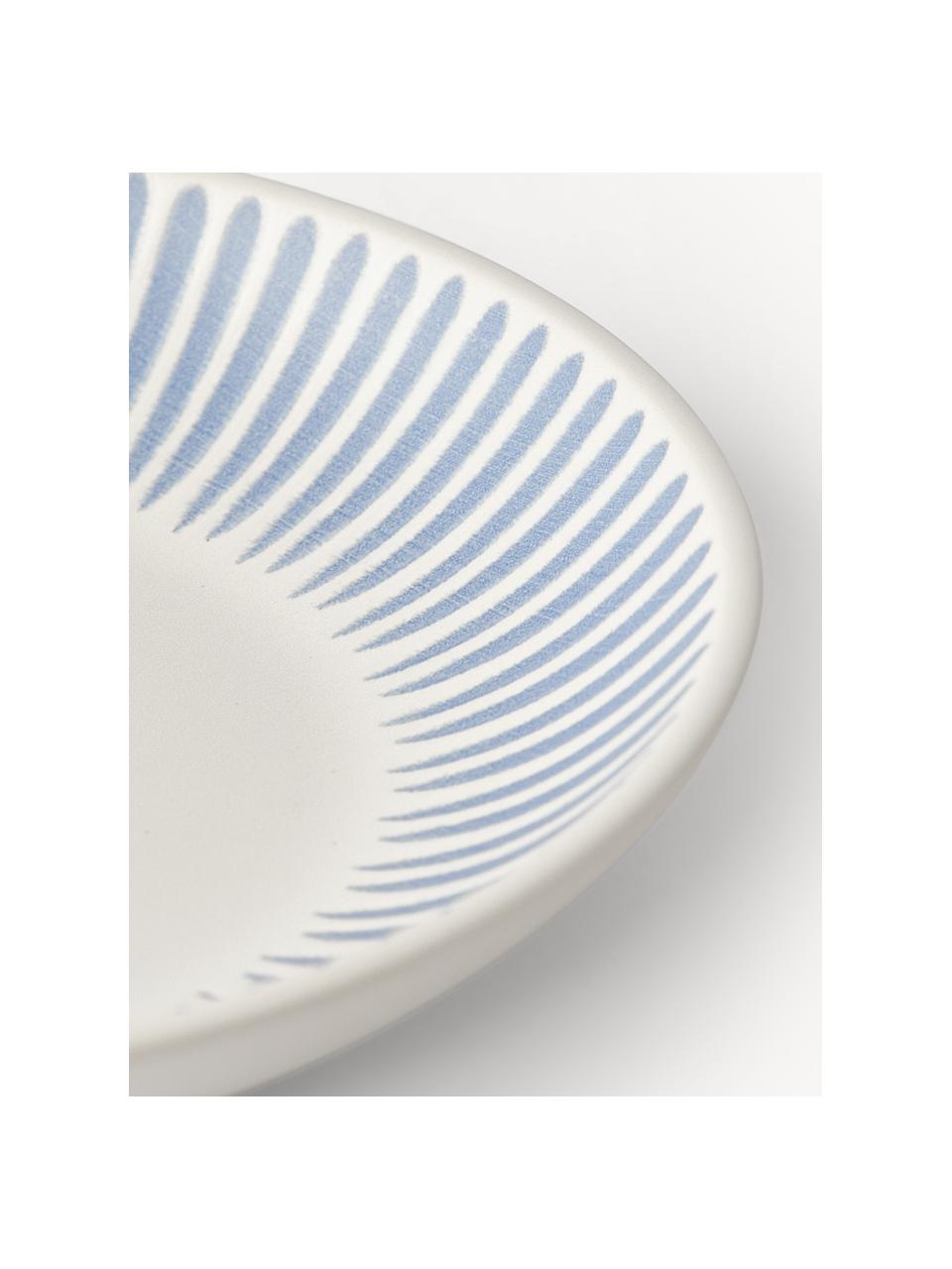 Pastateller Zabelle mit Streifendekor, 4 Stück, Steingut, Off White, Blau, Ø 24 x H 5 cm
