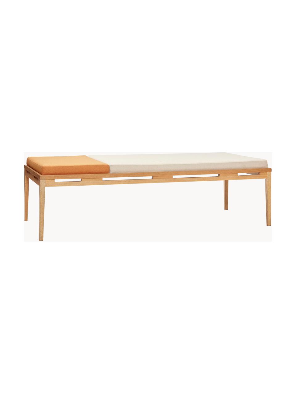 Daybed Amber, Bezug: 100 % Polyester, Gestell: Eichenholz, Webstoff Orange, Cremeweiss, Eichenholz, B 180 x T 80 cm