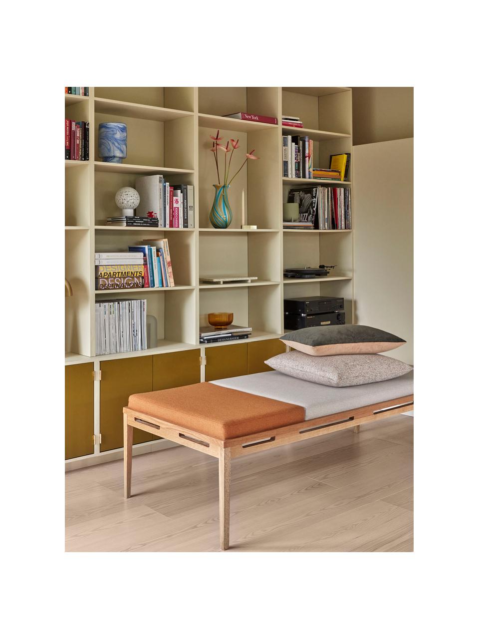 Diván Amber, Tapizado: 100% poliéster, Estructura: madera de roble, Tejido naranja, blanco crema, madera de roble, An 180 x F 80 cm