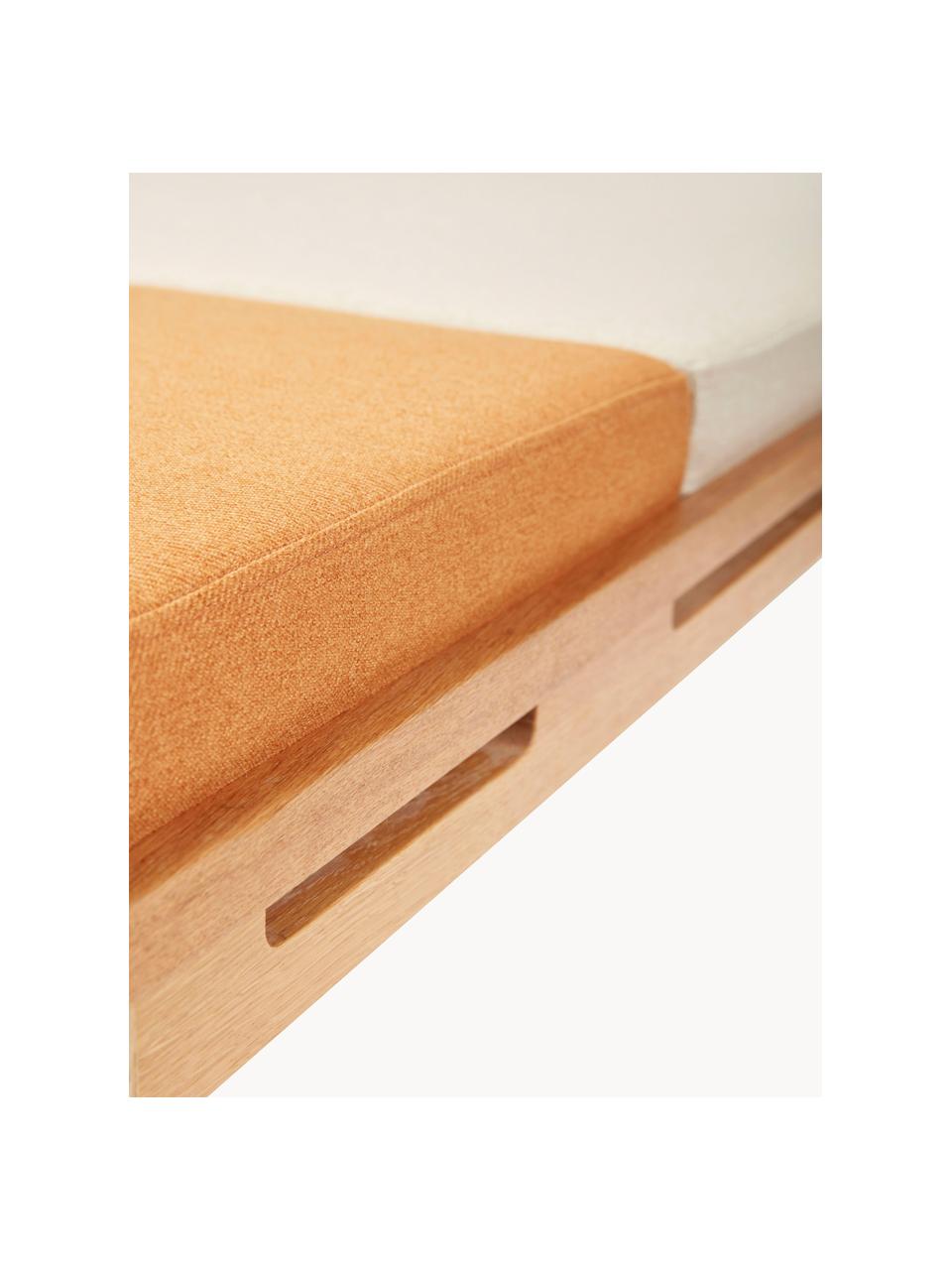 Łóżko dzienne Amber, Tapicerka: 100% poliester, Stelaż: drewno dębowe, Pomarańczowa tkanina, kremowobiały, drewno dębowe, S 180 x G 80 cm