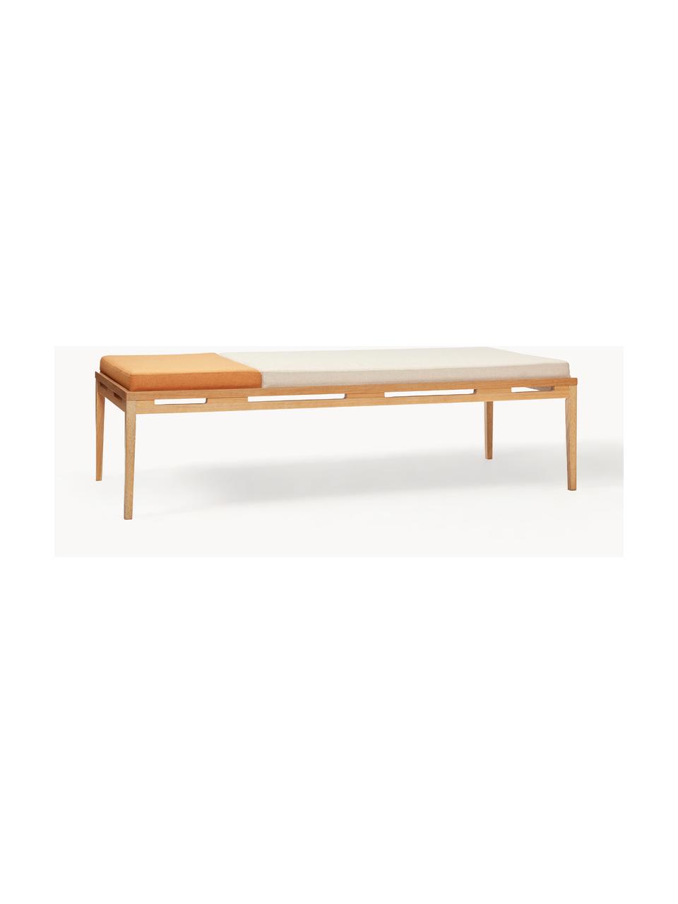 Diván Amber, Tapizado: 100% poliéster, Estructura: madera de roble, Tejido naranja, blanco crema, madera de roble, An 180 x F 80 cm