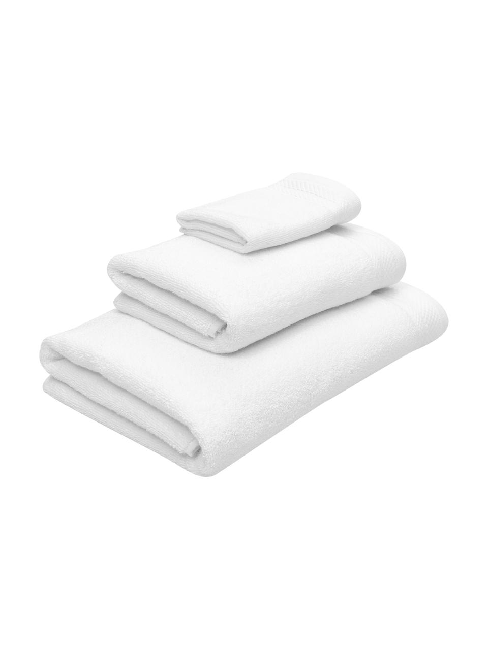 Set 3 asciugamani in cotone organico Premium, 100% cotone organico certificato GOTS (da GCL International, GCL-300517).
Qualità pesante, 600 g/m², Bianco, Set in varie misure