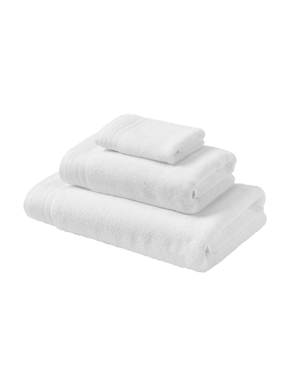 Set 3 asciugamani in cotone organico Premium, 100% cotone organico certificato GOTS (da GCL International, GCL-300517).
Qualità pesante, 600 g/m², Bianco, Set in varie misure