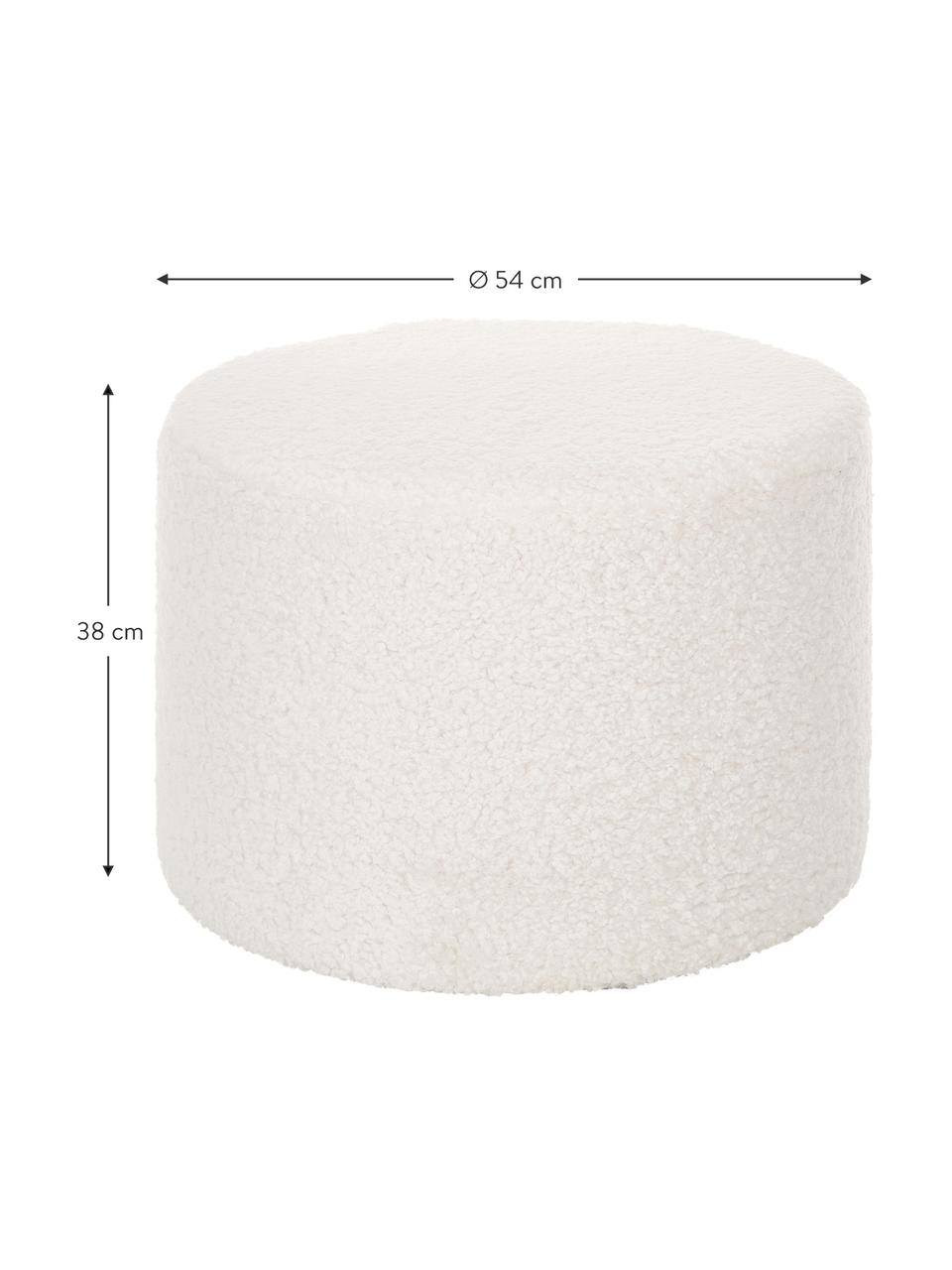 Puf de borreguillo Daisy, Tapizado: poliéster (borreguillo) 4, Borreguillo blanco crema, Ø 54 x Al 38 cm