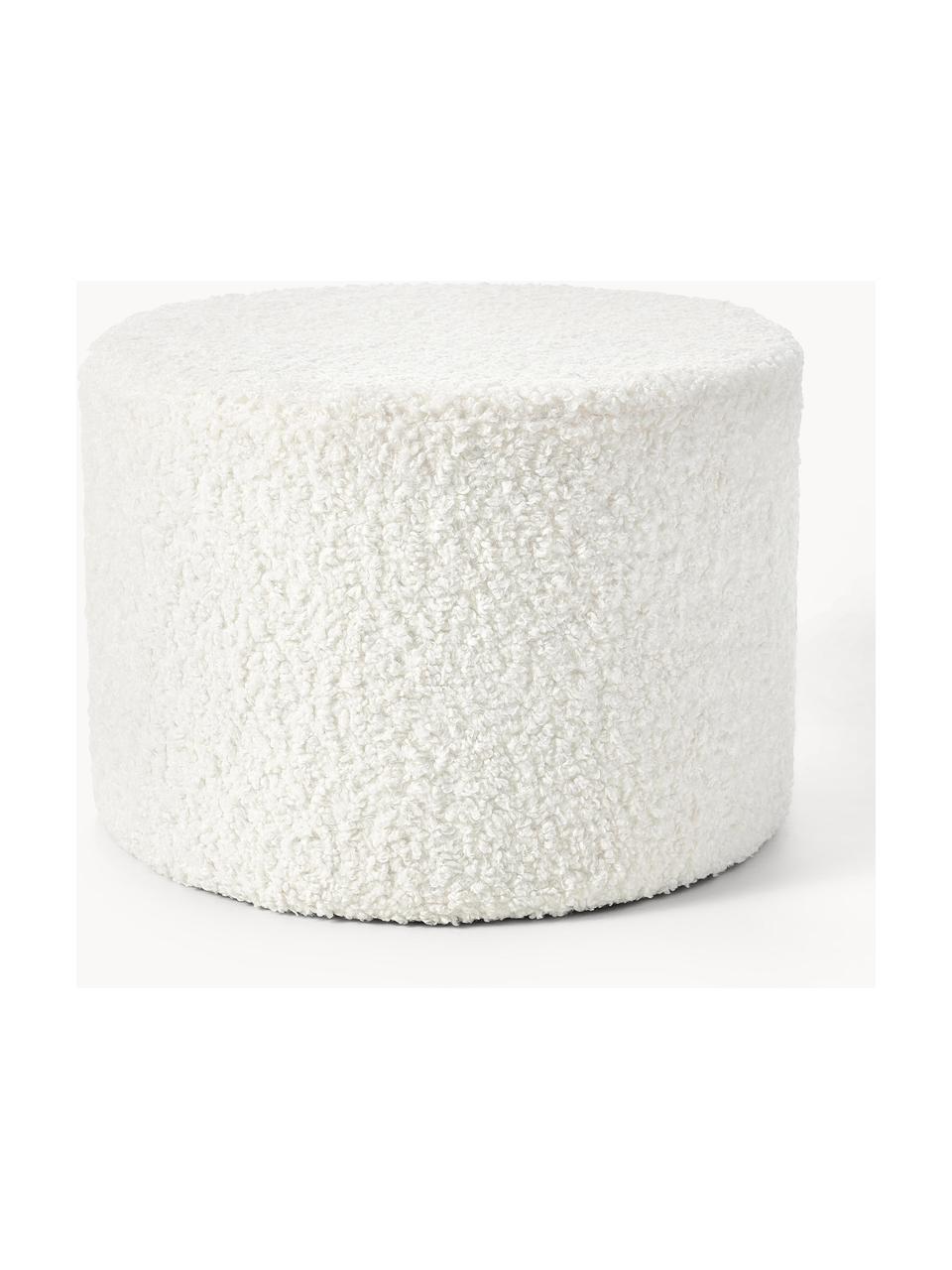 Pouf en tissu peluche Daisy, Peluche blanc crème, Ø 54 x haut. 38 cm