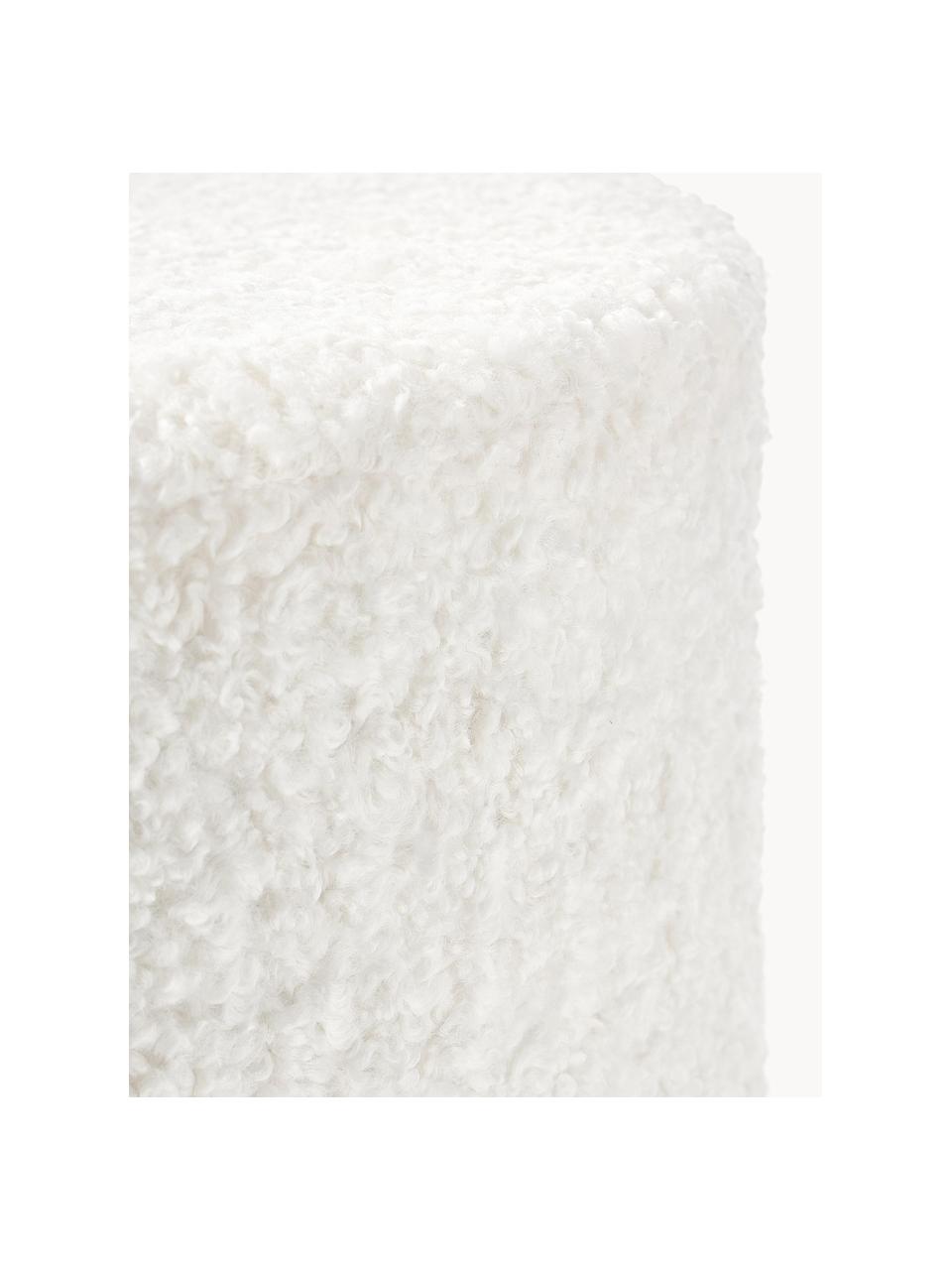 Pouf en tissu peluche Daisy, Peluche blanc crème, Ø 54 x haut. 38 cm