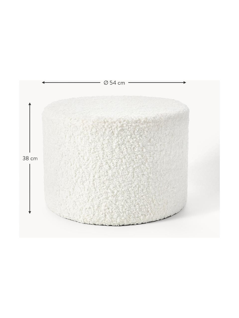 Puf de borreguillo Daisy, Tapizado: poliéster (borreguillo) A, Estructura: madera contrachapada, Borreguillo blanco crema, Ø 54 x Al 38 cm