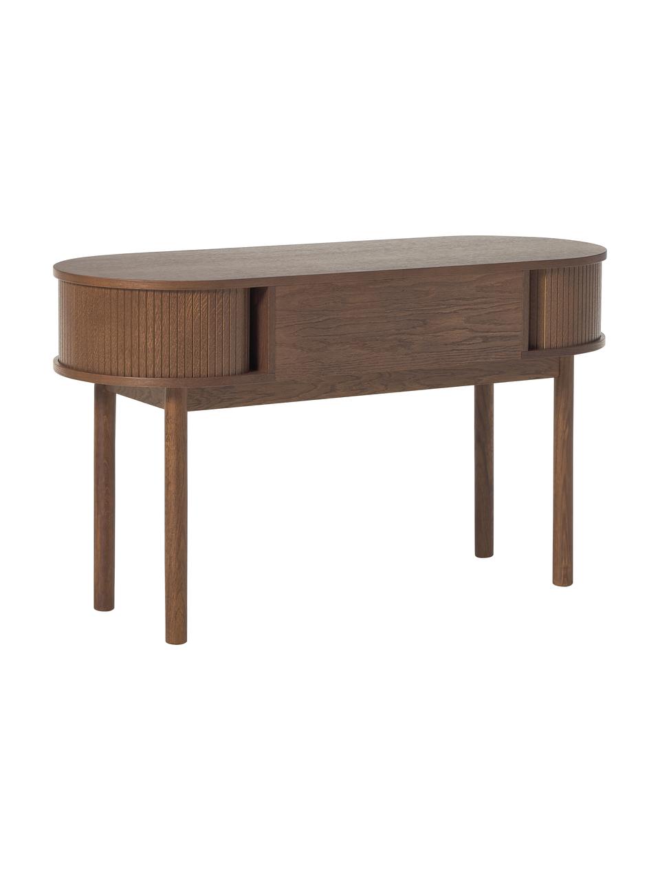 Bureau façade cannelé Calary, Aspect bois de noyer, larg. 130 x long. 70 cm