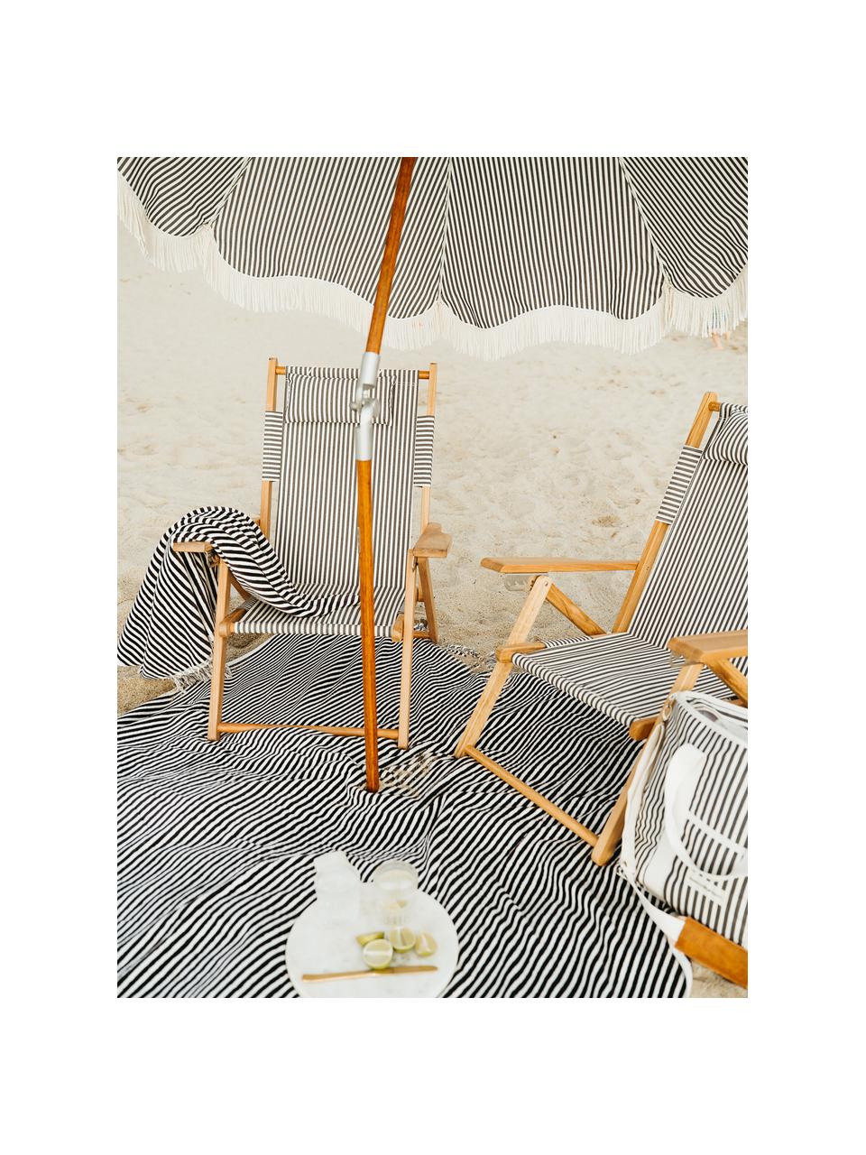 Plážový uterák so strapcami Beach, 100 % bavlna, Tmavomodrá, Š 86 x D 168 cm