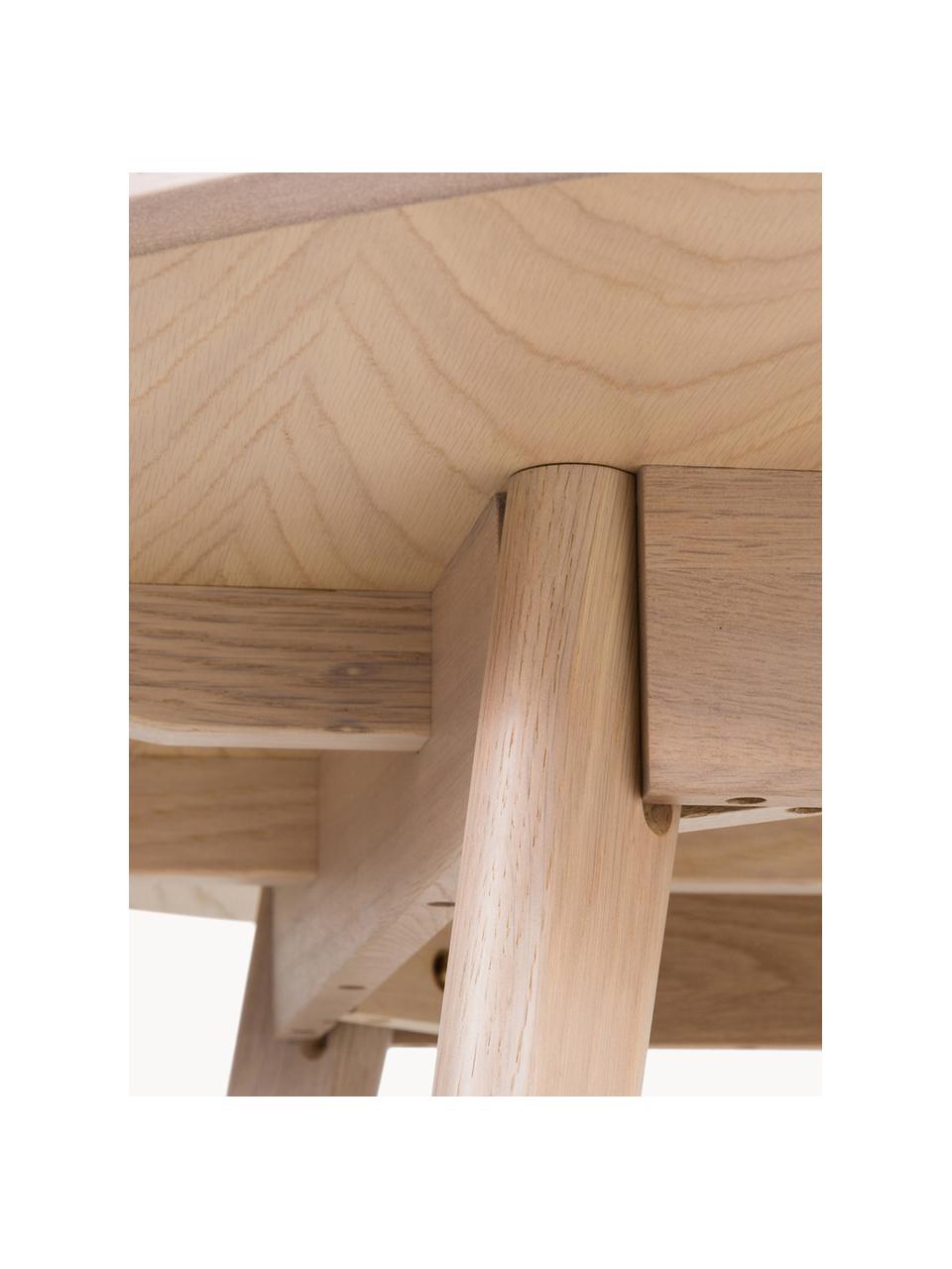 Okrúhly jedálenský stôl z dubového dreva Yumi, Ø 115 cm, Dubové drevo, masívne a biela leštená, Dubové drevo, biela leštená, Ø 115 cm