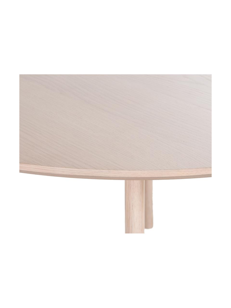 Mesa de comedor redonda de roble Yumi, Ø 115 cm, Madera de roble maciza y cepillada en blanco, Madera de roble blanqueada, Ø 115 x Al 74 cm