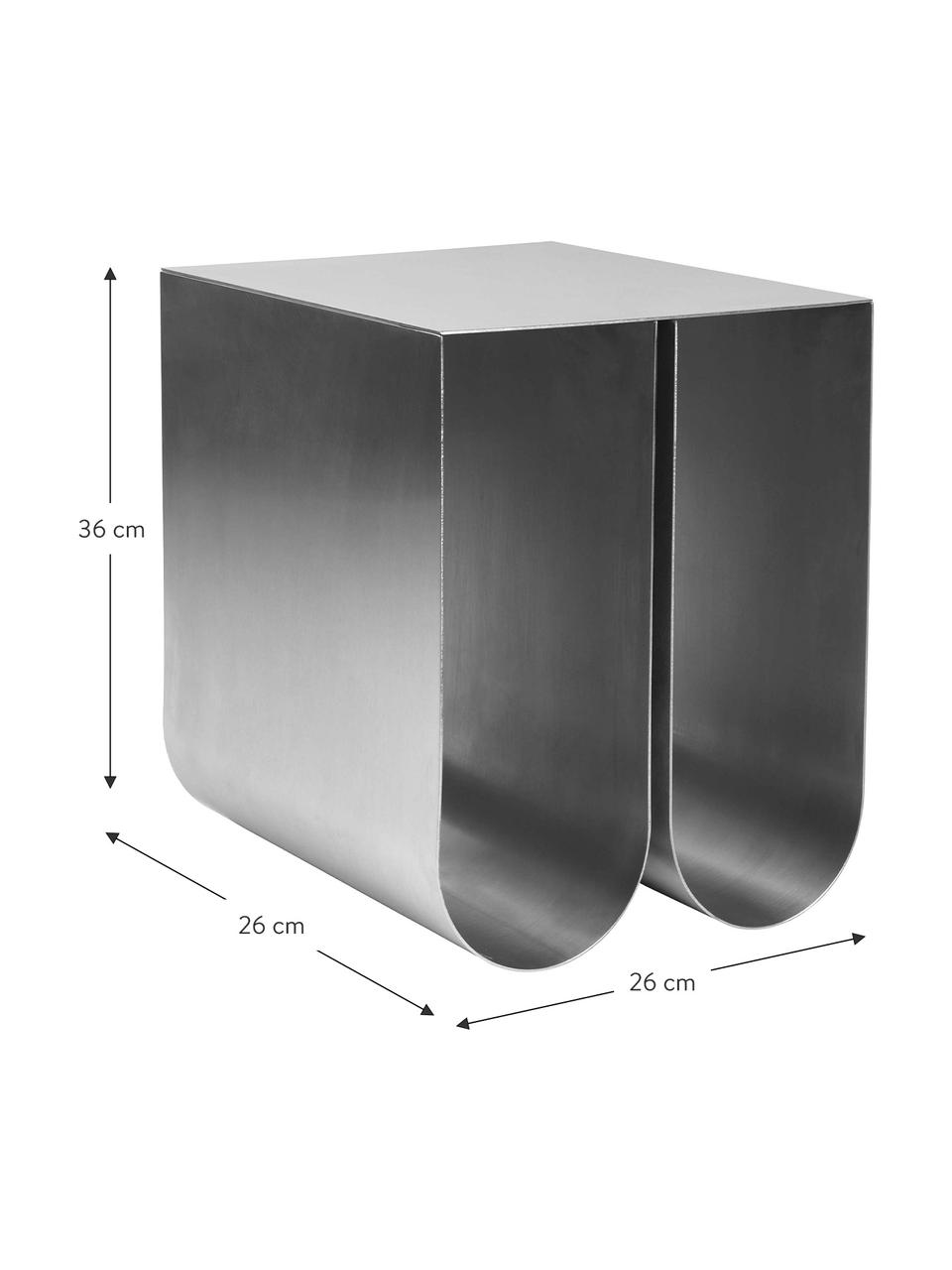 Tavolino in metallo Curved, Acciaio inossidabile, Argentato, Larg. 26 x Alt. 36 cm