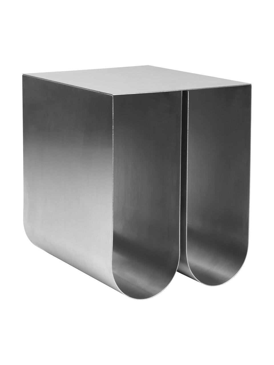 Mesa auxiliar de metal Curved, Acero inoxidable, Plateado, An 26 x Al 36 cm
