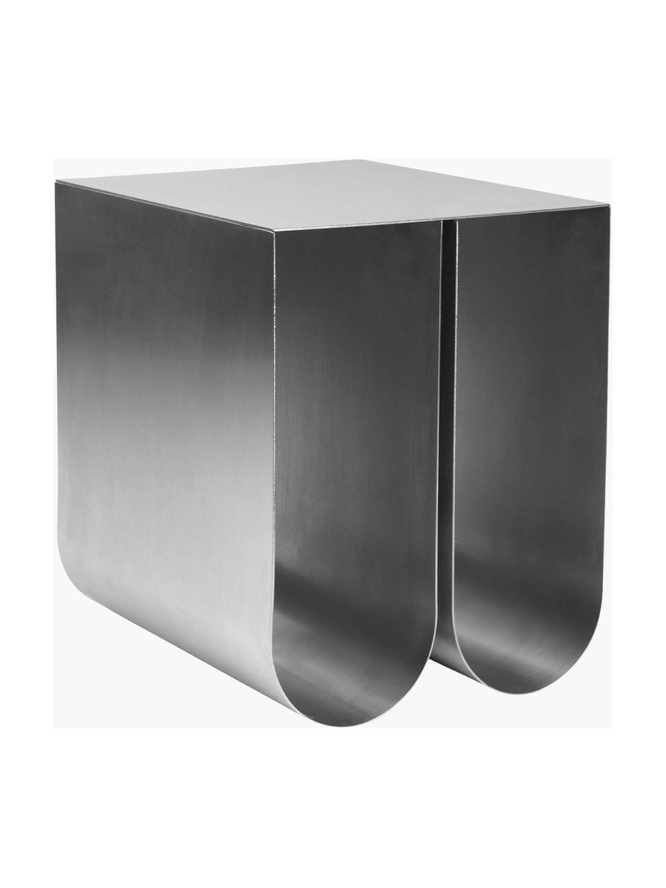 Kovový odkládací stolek Curved, Nerezová ocel, Stříbrná, Š 26 cm, V 36 cm