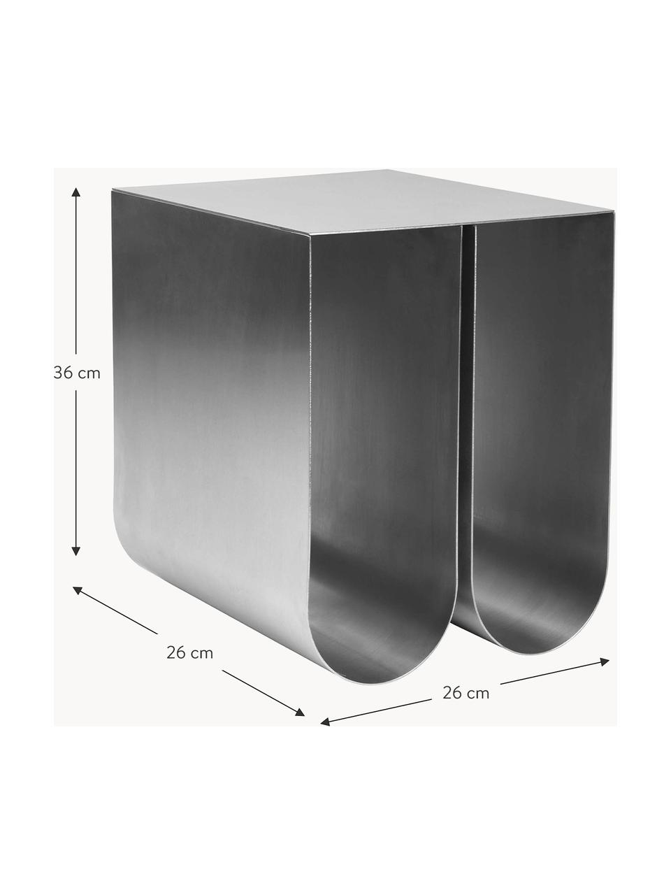 Metalen bijzettafel Curved, Edelstaal, Zilverkleurig, B 26 x H 36 cm