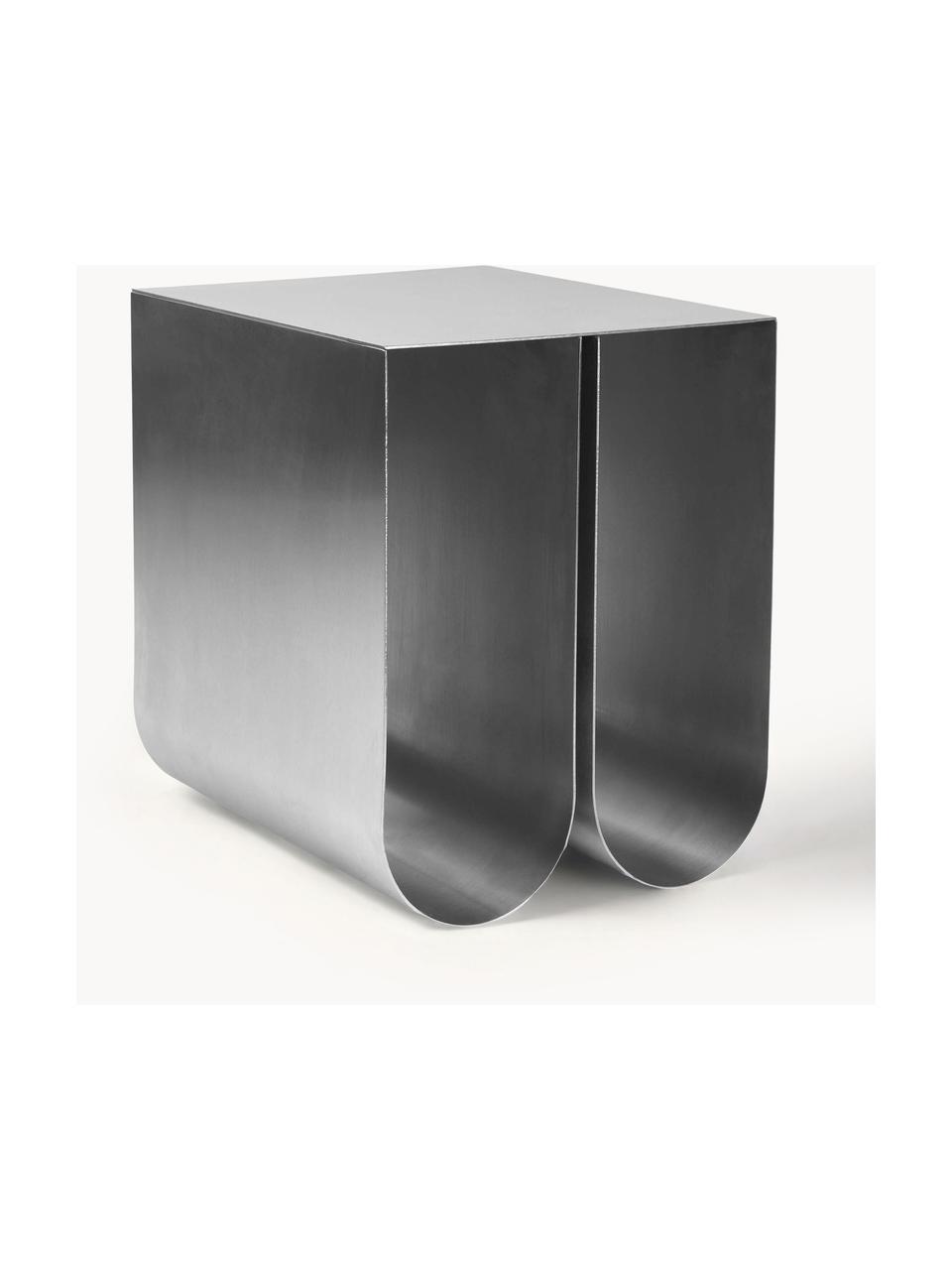 Metalen bijzettafel Curved, Edelstaal, Zilverkleurig, B 26 x H 36 cm