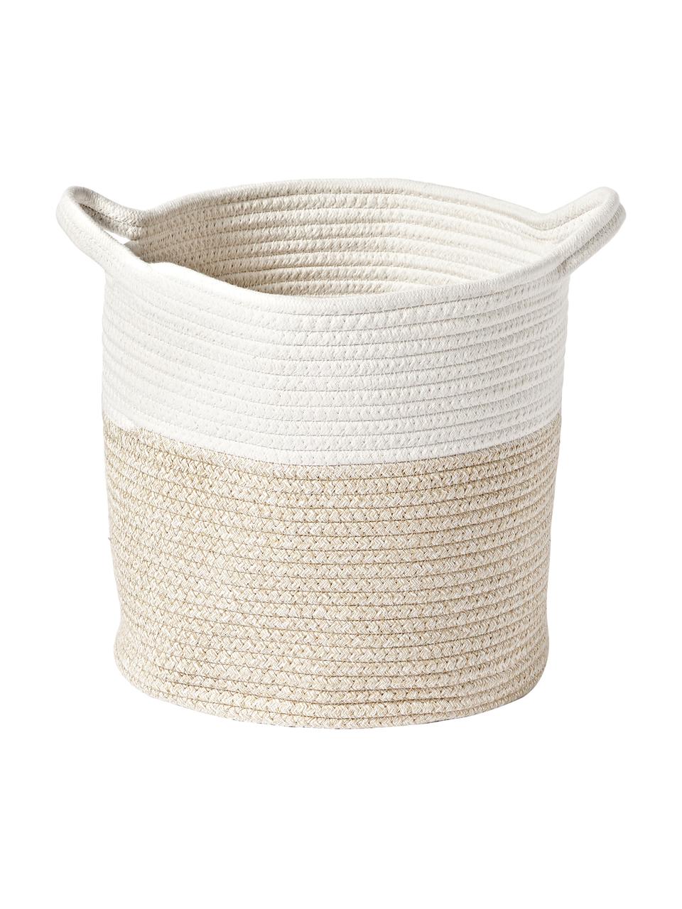 Aufbewahrungskörbe Kiya, 2er-Set, 35 % Baumwolle, 65 % Polyester, Weiß, Beige, Set mit verschiedenen Größen