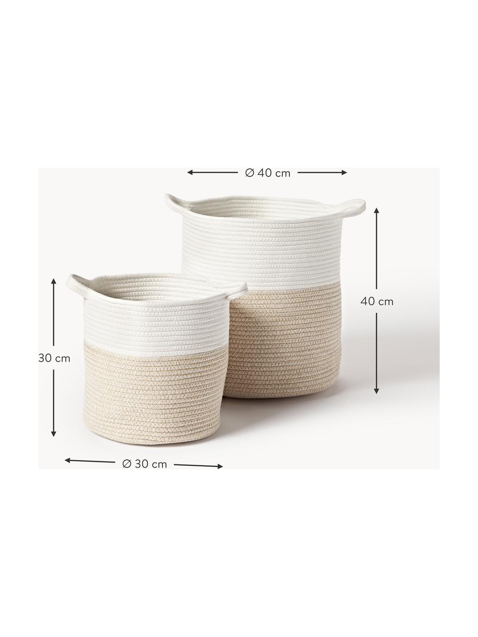 Set de cestas Kiya, 2 uds., 35% poliéster, 65% algodón, Blanco, beige, Set de diferentes tamaños