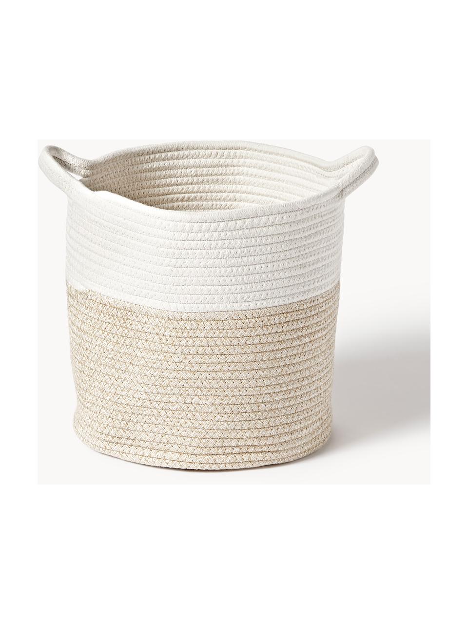 Paniers de rangement Kiya, lot de 2, 35 % coton, 65 % polyester, Blanc, beige, Lot de différentes tailles