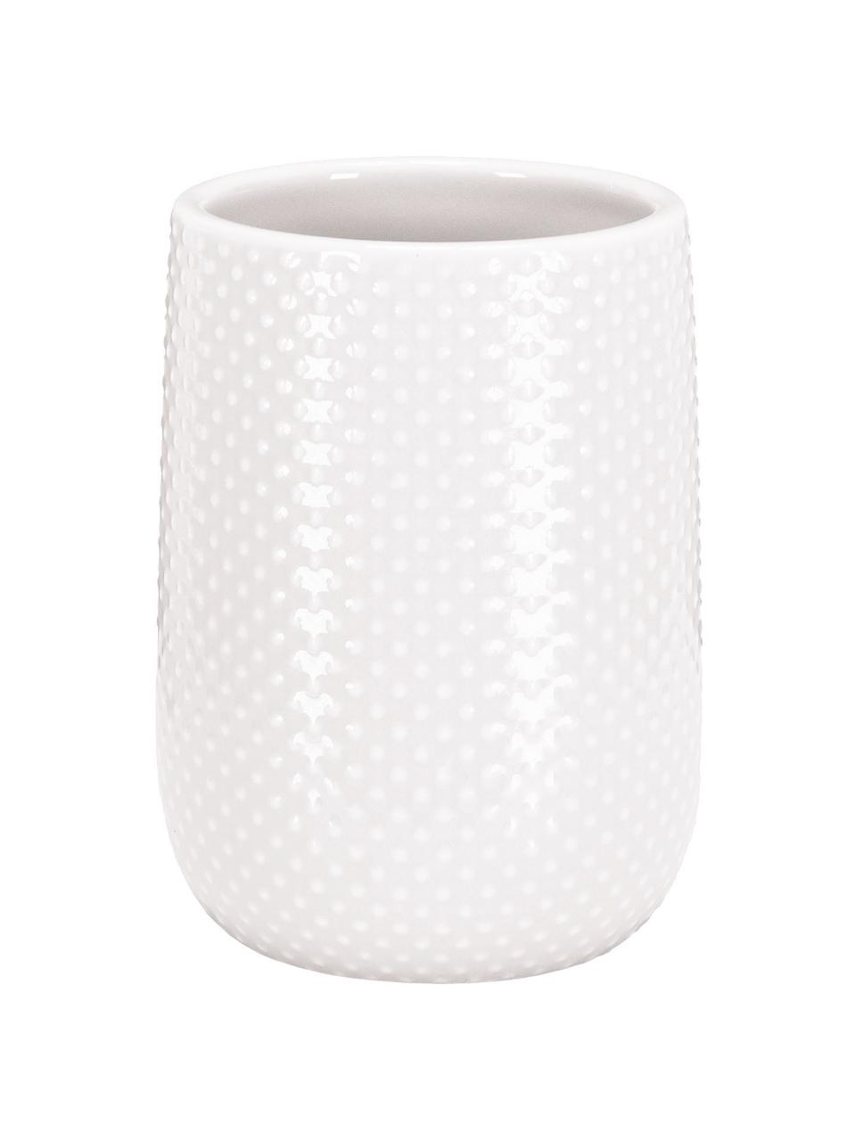 Vaso cepillo de dientes de gres Dotty, Gres, Blanco, Ø 8 x Al 11 cm