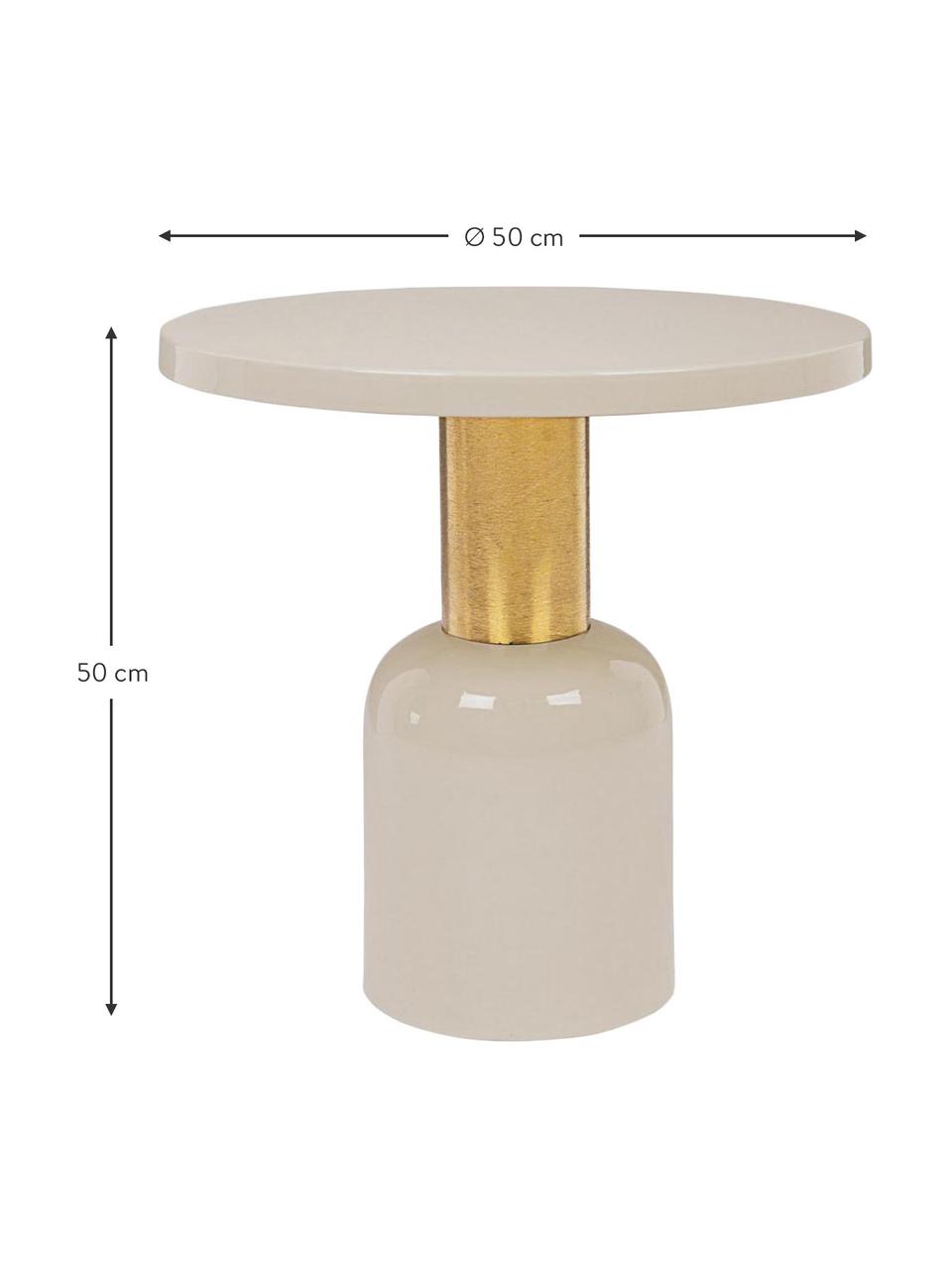 Tavolino Nalima, Struttura: acciaio smaltato e parzia, Bianco, ottonato, Ø 50 x Alt. 50 cm
