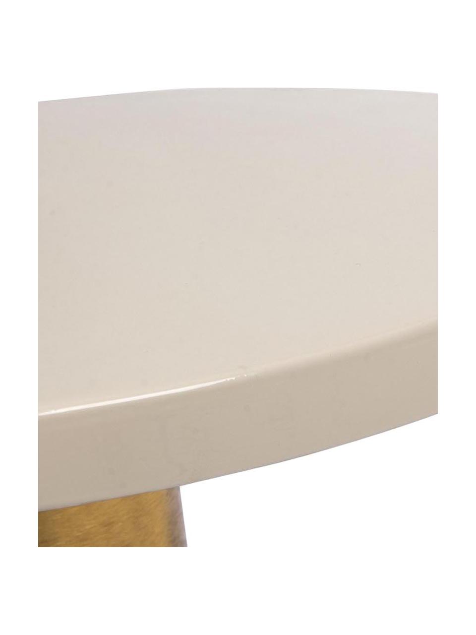 Stolik pomocniczy Nalima, Blat: stal emaliowana, Biały, odcienie mosiądzu, Ø 50 x W 50 cm