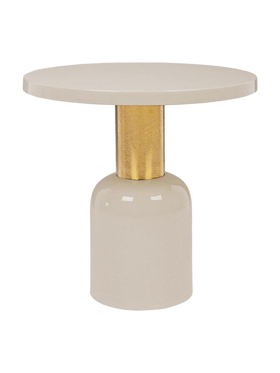 Tavolino Nalima, Struttura: acciaio smaltato e parzia, Bianco, ottonato, Ø 50 x Alt. 50 cm