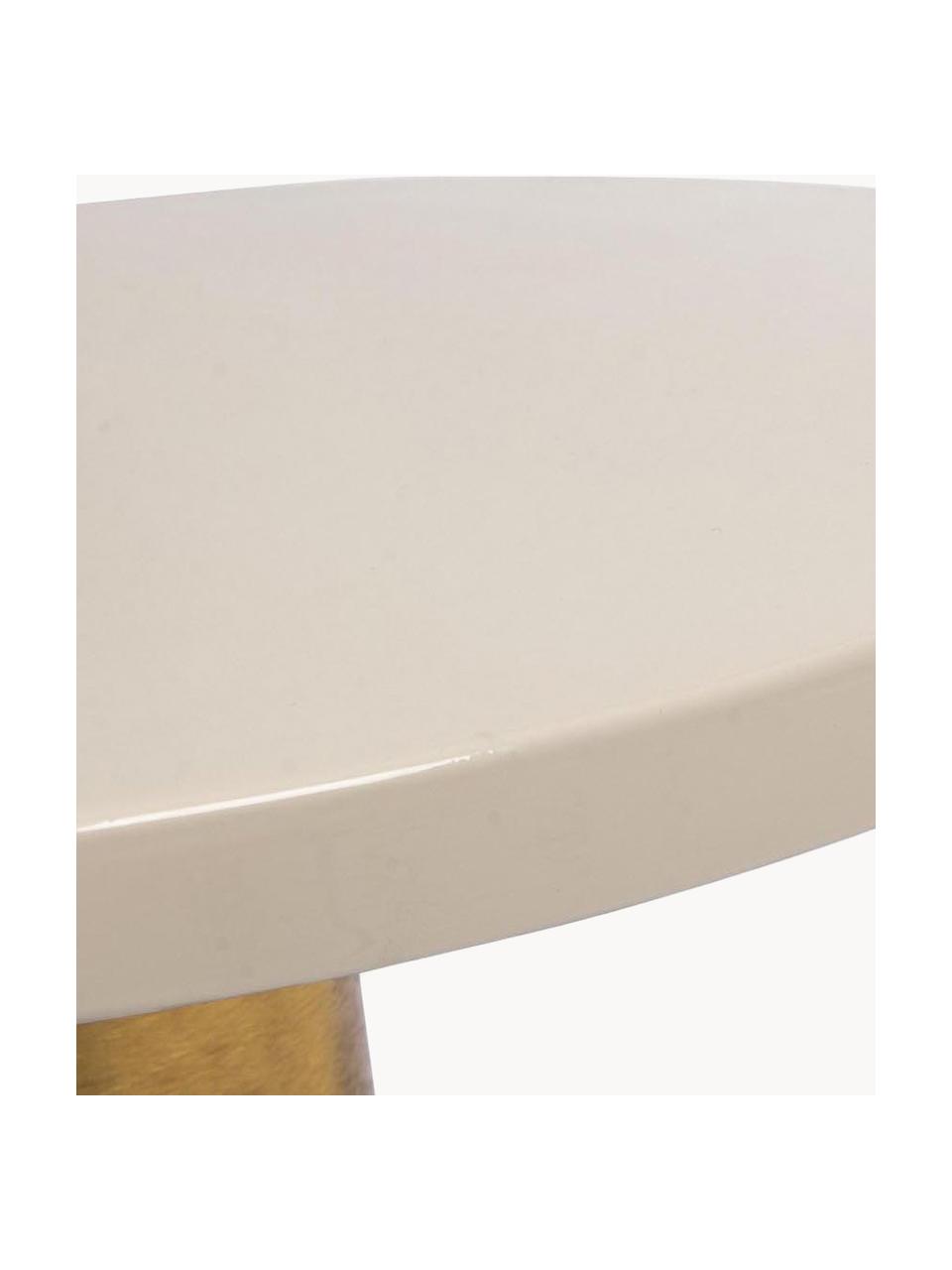 Tavolino Nalima, Struttura: acciaio smaltato e parzia, Beige chiaro, dorato, Ø 50 x Alt. 50 cm