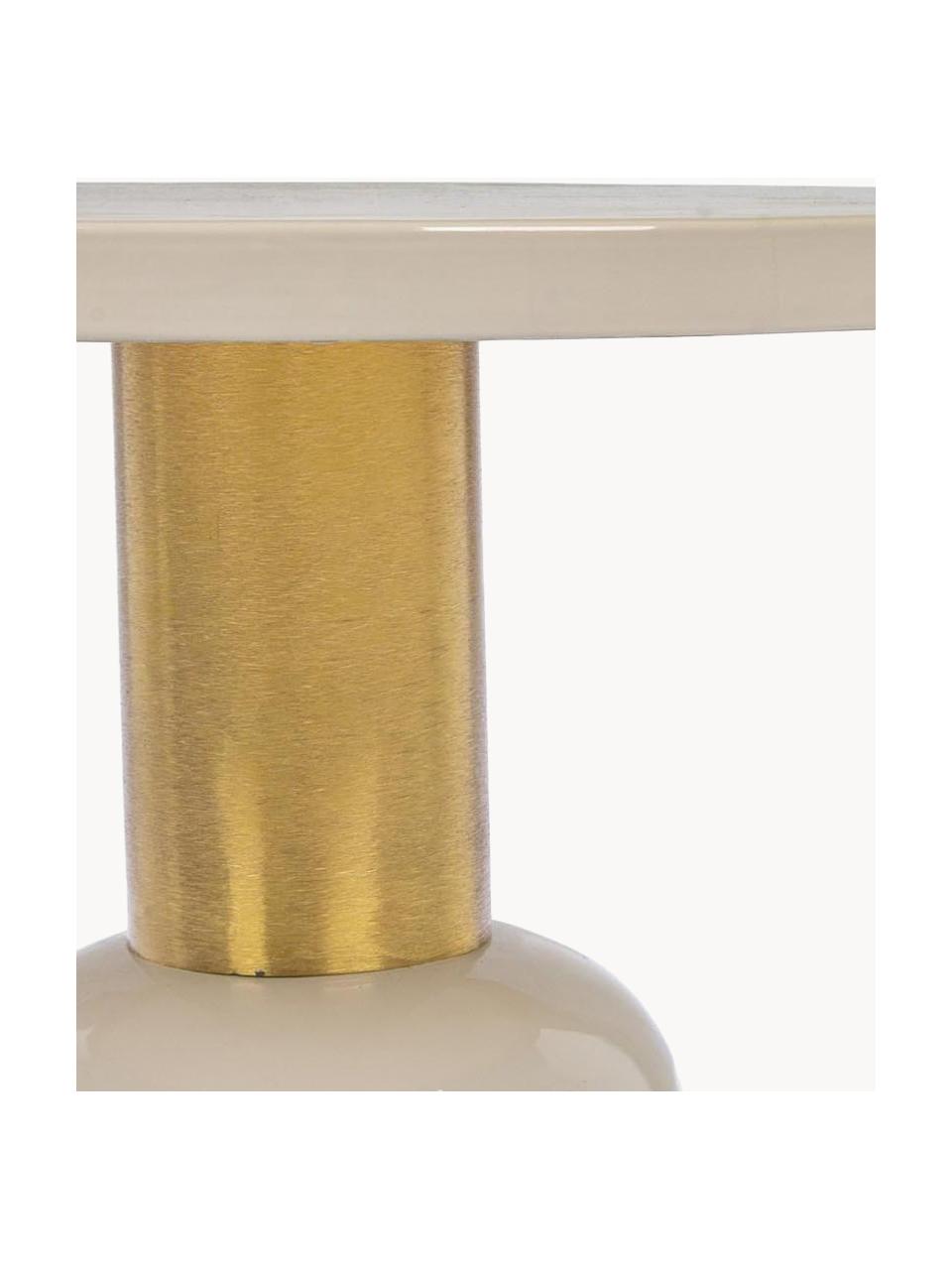 Tavolino Nalima, Struttura: acciaio smaltato e parzia, Beige chiaro, dorato, Ø 50 x Alt. 50 cm