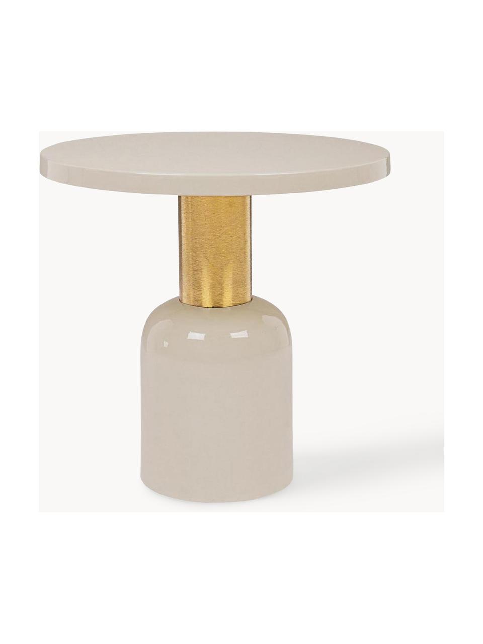 Odkládací stolek Nalima, Světle béžová, zlatá, Ø 50 cm, V 50 cm