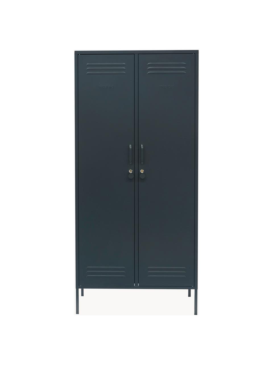 Kleiner Kleiderschrank The Twinny, Stahl, pulverbeschichtet, Anthrazit, B 85 x H 183 cm