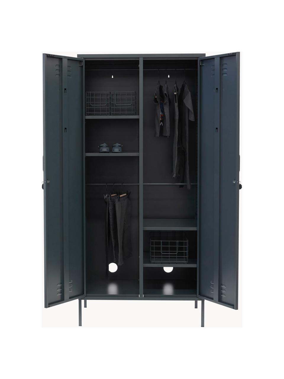 Kleiner Kleiderschrank The Twinny, Stahl, pulverbeschichtet, Anthrazit, B 85 x H 183 cm